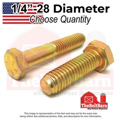 1/4″-28 Grade 8 Fine Hex Cap Screws Zinc Yellow USA Made (Choose Length & Qty)
