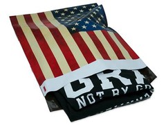 10×13 Rustic Flag Patriotic Poly Shipping Mailers, United States Red White & Bl