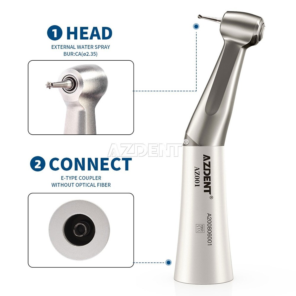 AZDENT Dental 1:1 Slow Low Speed Handpiece Contra Angle Push Button E-Type AZ001