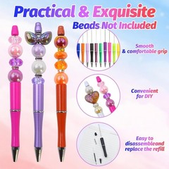 DIY Beadable Pen Craft Kit with Refills – 150 Pieces 50 Plastic Ballpoint Pens &