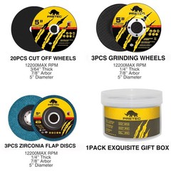 PRETEC 5″ Cut Off Grinding Flap Wheels 26 Pack Angle Grinder Discs Metal Steel