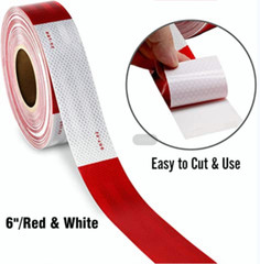 2”x50’ Reflective Conspicuity Tape DOT-C2 Approved Red/White for Trailers 1 Roll