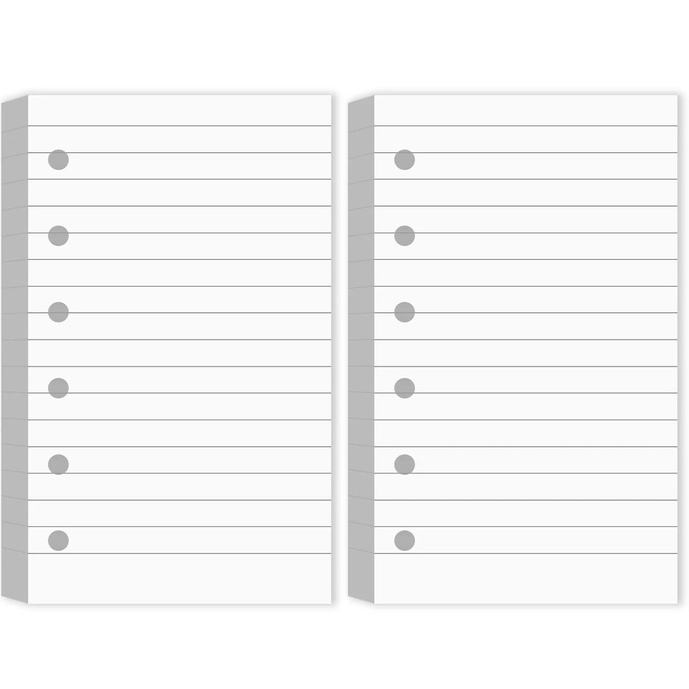 200 Sheets Blank Lined Paper Refill for 3×5 Inch Binders 6 Ring Memo Paper