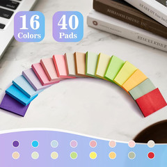 (40 Pads) Sticky Notes 1.5×2 in, 16 Colors Post Self Stick Pad Its, Clean Remova
