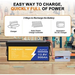 12V LiFePO4 Lithium Battery 12V 300Ah Deep Cycle BMS for RV Off-grid Marine