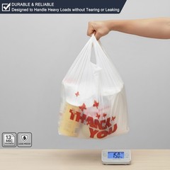 1000PACK Thank you bags, T shirt bags, White Plastic Bags with Handles, Grocery
