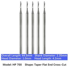 5/pk Vakker Dental Carbide Burs Long Straight HP Round Taper Burs for Low Speed