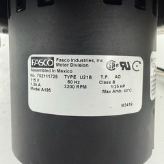FASCO FURNACE DRAFT INDUCER EXHAUST MOTOR 702111729 Used Tested #D1-31