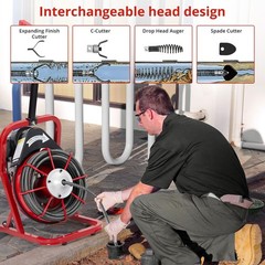Drain Cleaner Machine ,75 Ft x 1/2 In Portable Electric Drain Auger Sewer Snake