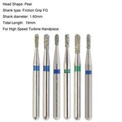 Dental Diamond Burs FG Round End Taper Football Barrel Pear Coarse Fine 856 379