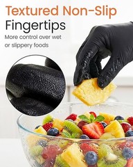 5 Mil Food Prep Black Nitrile Gloves Textured Disposable (Box of 100, Medium)
