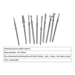 Dental Lab Polishing Burs Drills Tungsten Steel Carbide Bur HP 2.35mm 10pcs/set