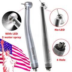 Dental Fiber Optic LED E-generator 4Hole/45 Degree No-LED Turbine Handpiece kv