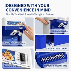 300LBS/H 500W Commercial Ice Shaver Electric Snow Cone Machine Ice Crusher US