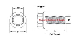 M10-1.25×40 JIS Flange Bolts 10mm x 40mm Screws M10x1.25×40 FT & M10-1.25 nuts