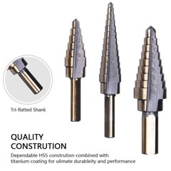 5Pcs HSS Cobalt Hole Large Metal Step Drill Bit Set Titanium Cutter Cone 50 Size
