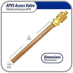 Appli Parts APVS-14143 1/4 in SAE Access Schrader Valve x 1/4 ODF x 3 in Copper