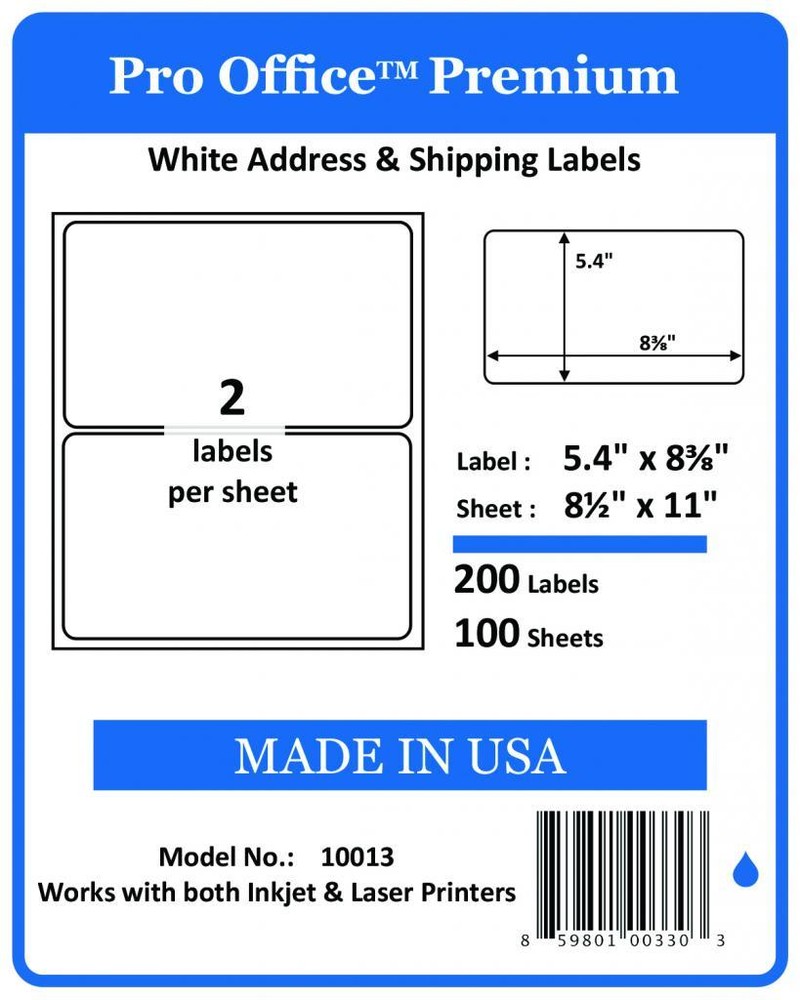 PO13 200 Sheets/400 Labels Pro Office Round Corner Self-Adhesive shipping Label