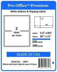 PO13 200 Sheets/400 Labels Pro Office Round Corner Self-Adhesive shipping Label
