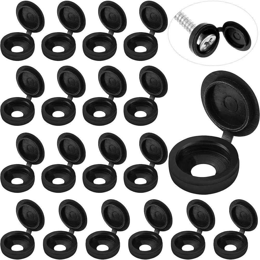 100 Pieces Hinged Screw Cover Caps Plastic Shutter Snap Covers Flip Tops Large B