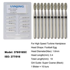 Dental Diamond Burs Football Super Coarse FG High Speed 379/016SC Friction Grip