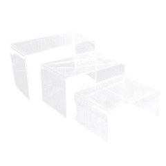 3 Piece Set Small Clear Acrylic Riser Display Shelf Stand Organizer