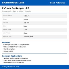 50 x 2x5x7mm Rectangle LEDs Wide Angle Blue LED Square x 2 5 7 – 7x5x2 mm 5x2x7