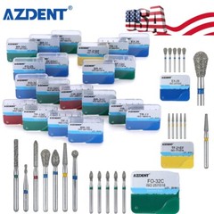 100PCS Dental Diamond Burs for High Speed Handpiece Medium FG 1.6mm AZDENT USA