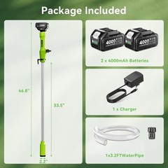 Taskstar Cordless Transfer Pump for Water/Diesel 720GPH 2X4000MAH 16FT Lift Head