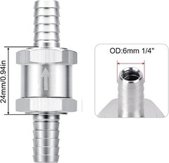 1/4″ Fuel Check Valve One Way Inline Non Return Diesel Gasoline Black 6mm 2PCS