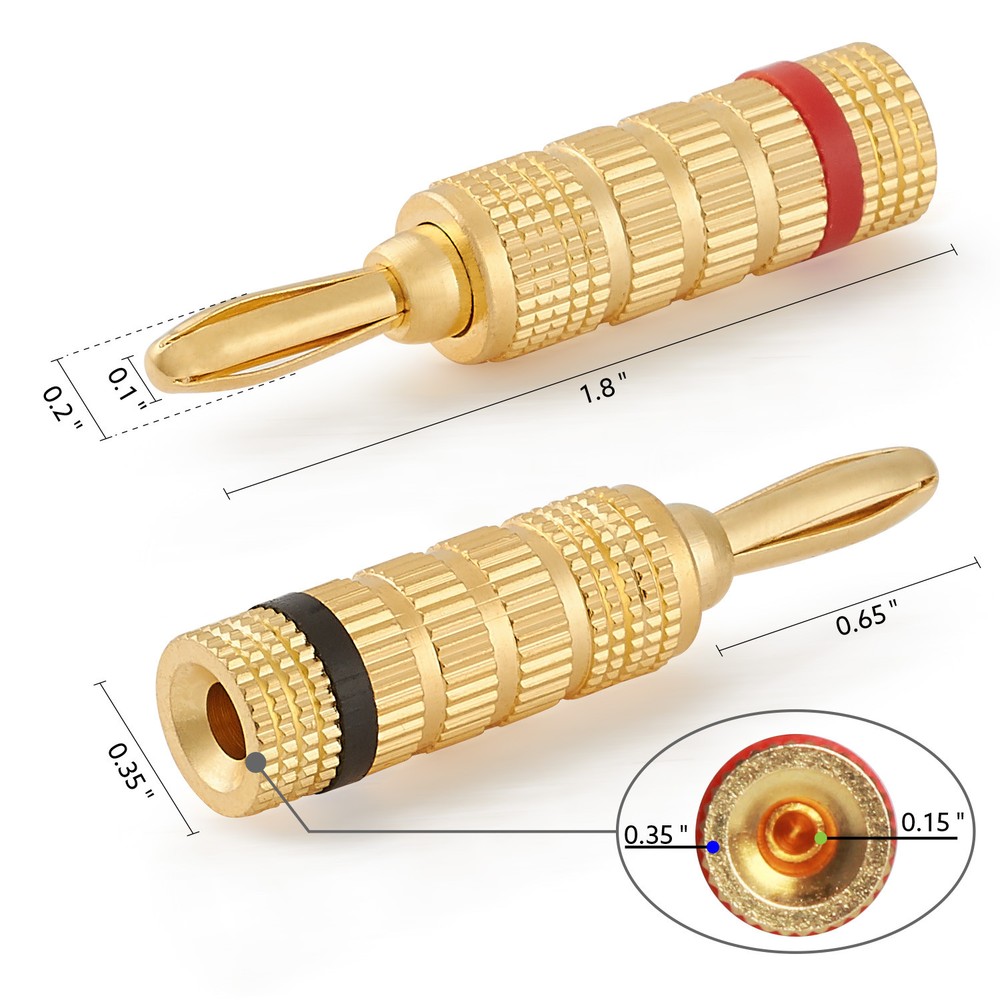 WGGE WG-3333 24k Gold Plated Speaker Banana Plugs-Closed Screw Type (10 Pairs)
