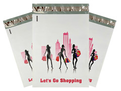 10×13″ Custom Designer LETS GO SHOPPING Poly Mailers