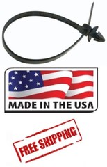 (50) 8″ IN (ARROW HEAD) ZIP TIES NYLON BLACK PUSH MOUNT WIRE CABLE Made in USA
