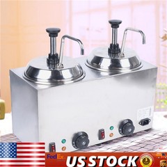 1600W Commercial Hot Fudge Warmer Nacho Cheese Sauce Warmer w/ Pump Dispenser US