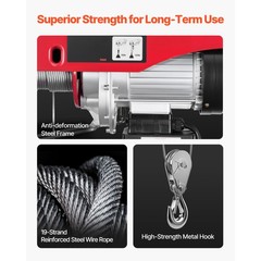 VEVOR Electric Hoist Crane Winch 1320 lbs 328 ft Wireless & 14 ft Wired Remote
