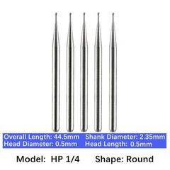 5/pk Vakker Dental Carbide Burs Long Straight HP Round Taper Burs for Low Speed