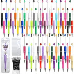 DIY Beadable Pen Craft Kit with Refills – 150 Pieces 50 Plastic Ballpoint Pens &