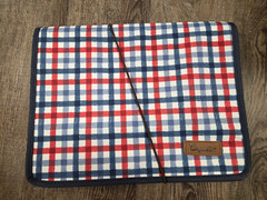 Crafting Scrapbook Linen-Like Red White Blue Fabric Covered File Accordion NEW