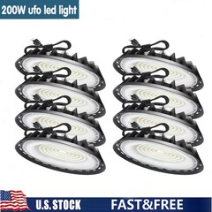 8 Pack 200W UFO Led High Bay Light Shop Industrial Commercial Factory Warehouse
