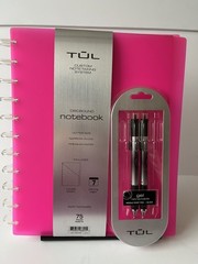 Tul Discbound Notebook Planner Letter Size Hot Pink Poly Cover with 2 Gel Pens