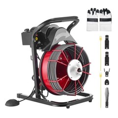 Drain Cleaner Machine 75 FT x 1/2 Inch, Sewer Snake Auger Manual Feed with 4 Cut
