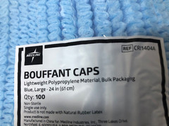 100 Count – Medline 24″ Blue Bouffant Cap Non Woven Disposable Hairnet Large
