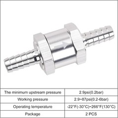 1/4″ Fuel Check Valve One Way Inline Non Return Diesel Gasoline Black 6mm 2PCS