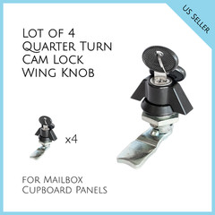Lot of 4 Cam lock Black Keyed alike Wing knob Mailbox Cupboard # 065.1.2.01.35