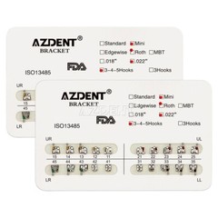 5packs AZDENT Dental Orthodontic Brackets Braces Metal Mini Roth.022 Hooks 345