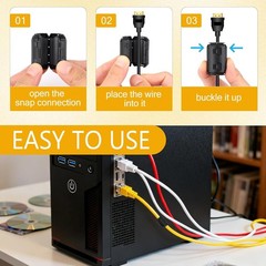 25Pcs Ferrite Chokes Ferrite Beads Snap on RFI EMI Noise Suppressor Cable Clip