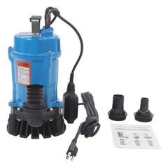 0.75HP Submersible Sewage/Effluent Pump, 4226 GPH Metal Septic Pump, 110V Blue