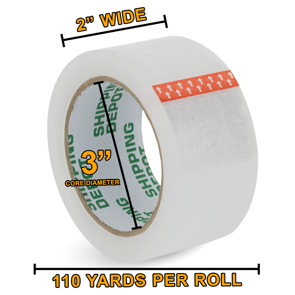 6 Rolls of Shipping Depot Carton Box Sealing Clear Packing Tape 2″ x 110 Yds