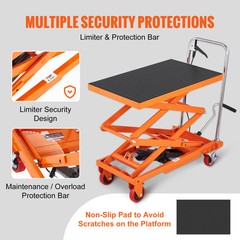 VEVOR Hydraulic Lift Table Cart 330 lbs Manual Double Scissor Lift Table 50″