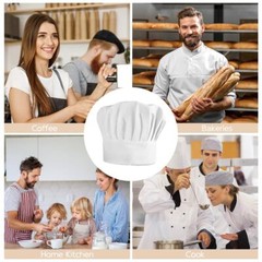 Adult Chef Hat for Men Women Cooking Baker Cap Unisex Kitchen Cap White